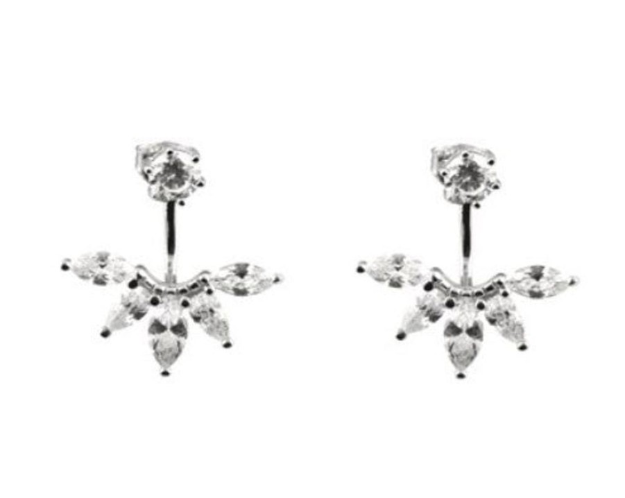 Jewellery Ichu Earrings | Ichu Ear Jacket Cubic Zirconia Sterling Silver Stud Earrings