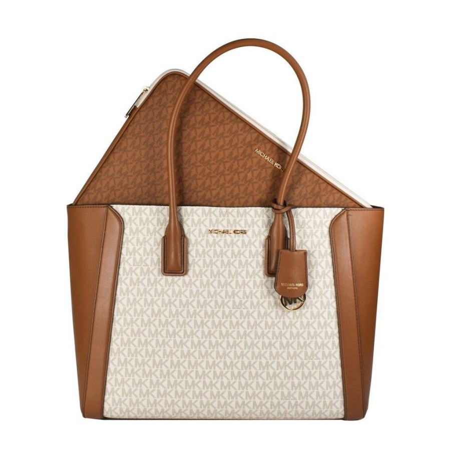 Handbags Michael Kors | Michael Kors Tote Shoulder Bag With Laptop Sleeve 35S2G6Kt9B-Vanilla Grey 38 X 30 X 14 Cm