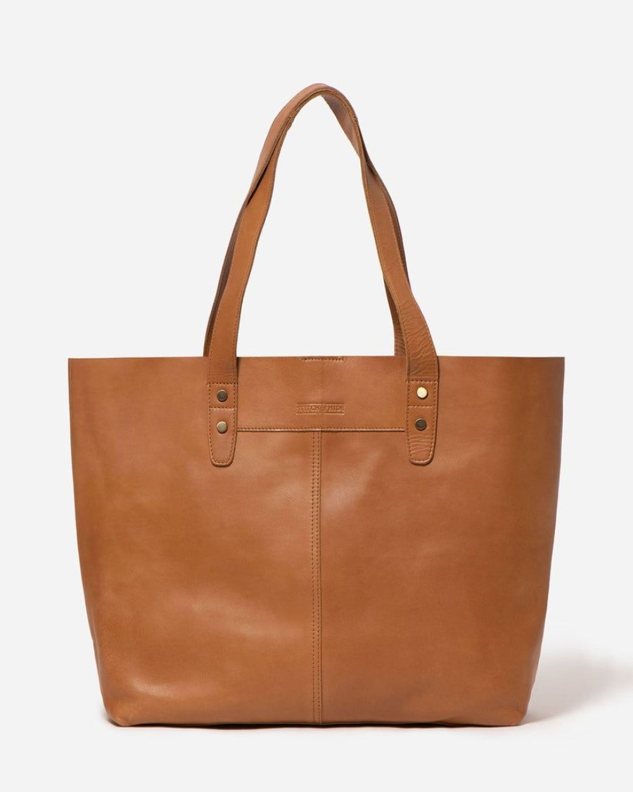 Handbags Stitch & Hide | Stitch & Hide Leather Emma Tote Bag - Classic Collection - Almond Brown - Free Wallet Pouch