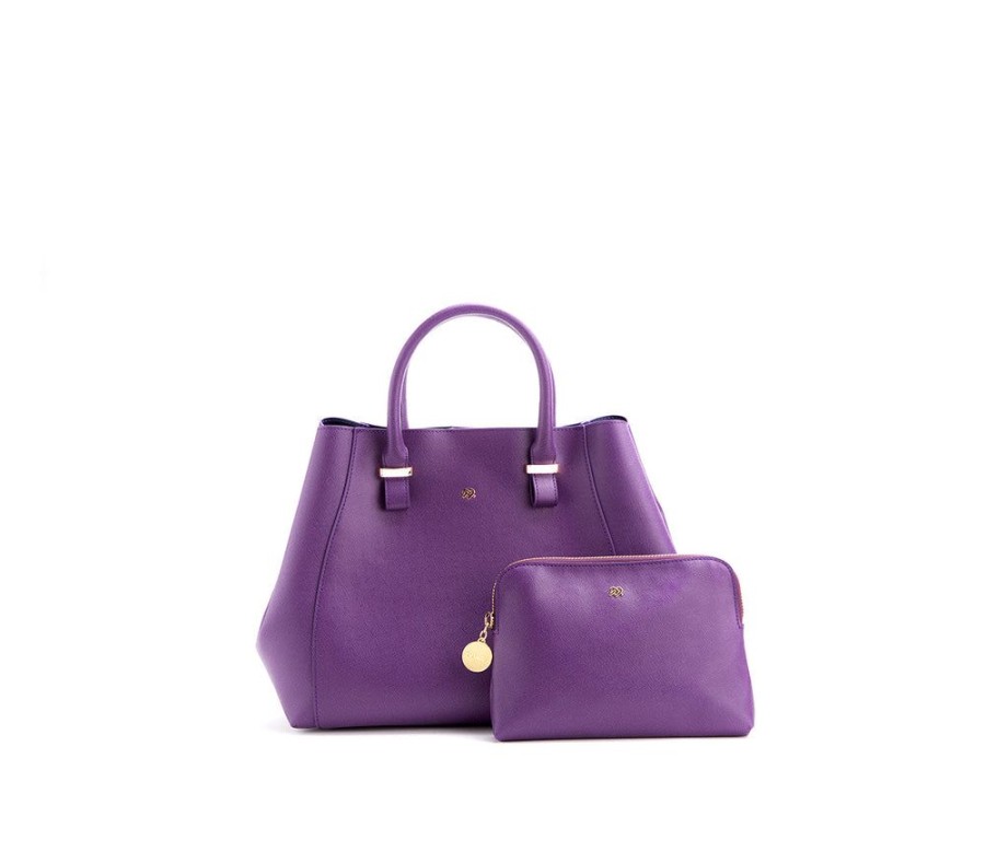 Handbags GUNAS NEW YORK | Gunas New York Jane Purple Vegan Leather Satchel Bag