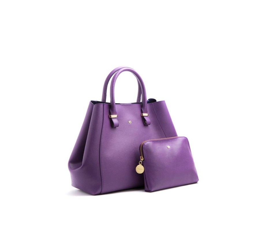 Handbags GUNAS NEW YORK | Gunas New York Jane Purple Vegan Leather Satchel Bag