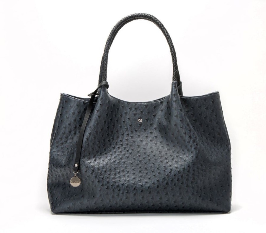 Handbags GUNAS NEW YORK | Gunas New York Naomi Dark Gray Vegan Leather Tote Bag