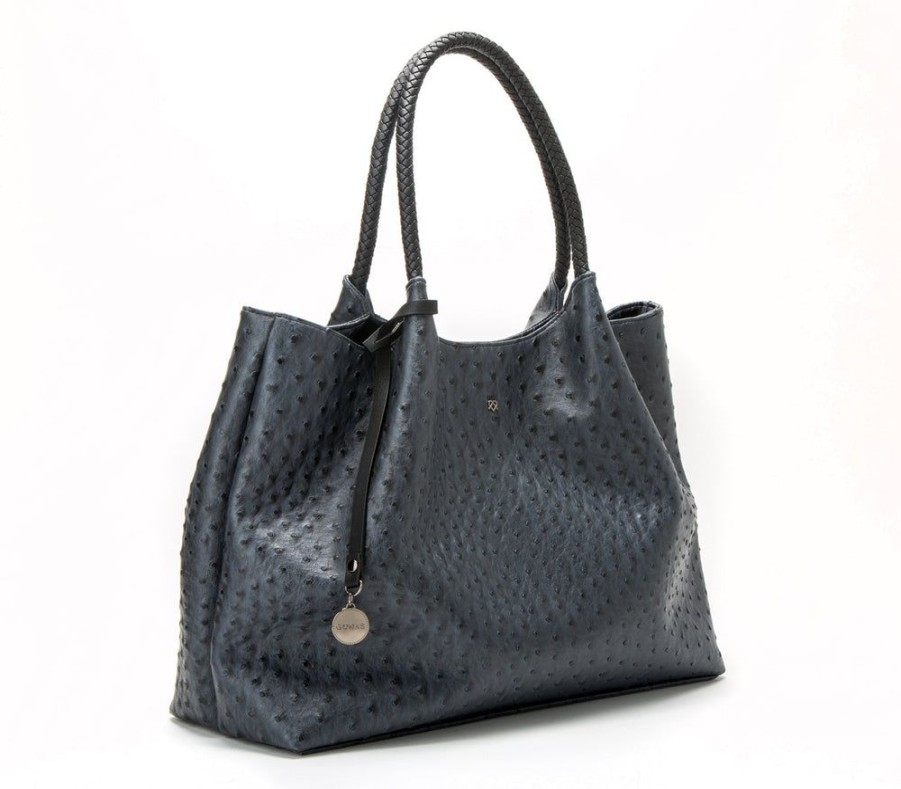 Handbags GUNAS NEW YORK | Gunas New York Naomi Dark Gray Vegan Leather Tote Bag