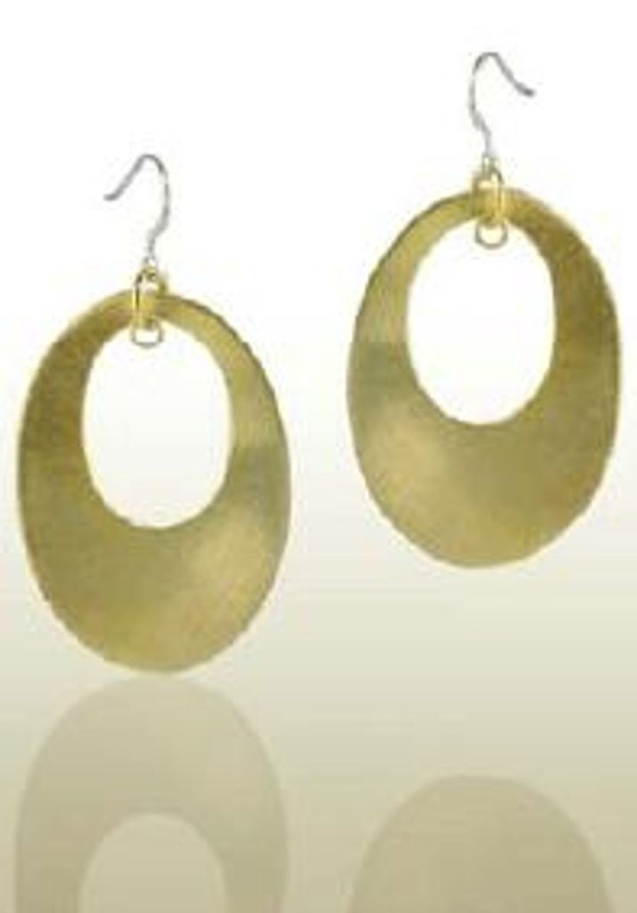 Jewellery Liberte Earrings | Liberte Oval Cut Out 9K Gold Plated Earrings (Style E117)