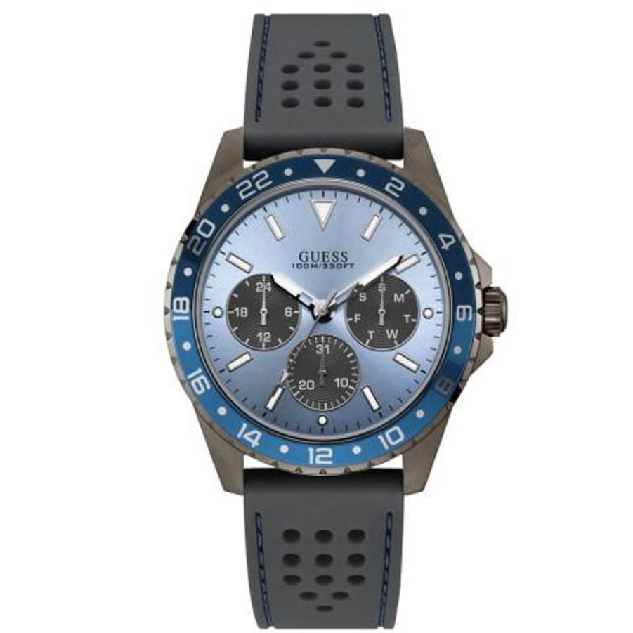 Watches Guess Metal Watches | Guess Men'S Odyssey U1108G6 Blue Silicone Quartz Fashion Watch