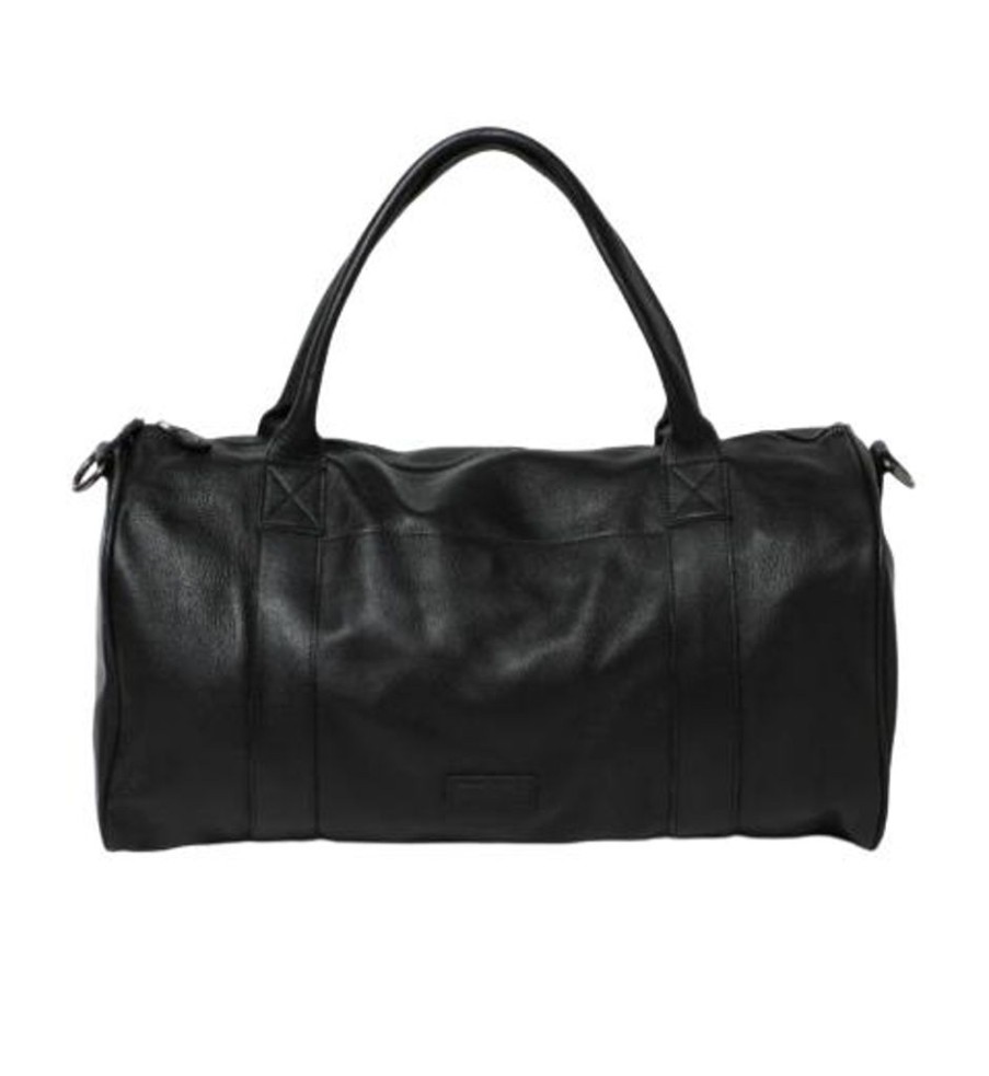 Handbags Stitch & Hide | Stitch & Hide Leather Globe Weekender Duffle Bag Black - Free Wallet Pouch