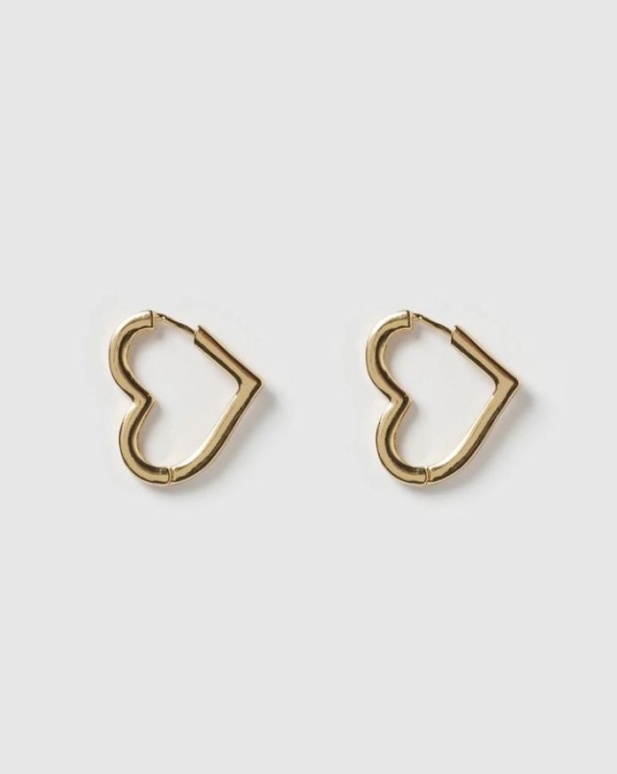 Jewellery Izoa Earrings | Izoa Zoe Heart Earrings Gold