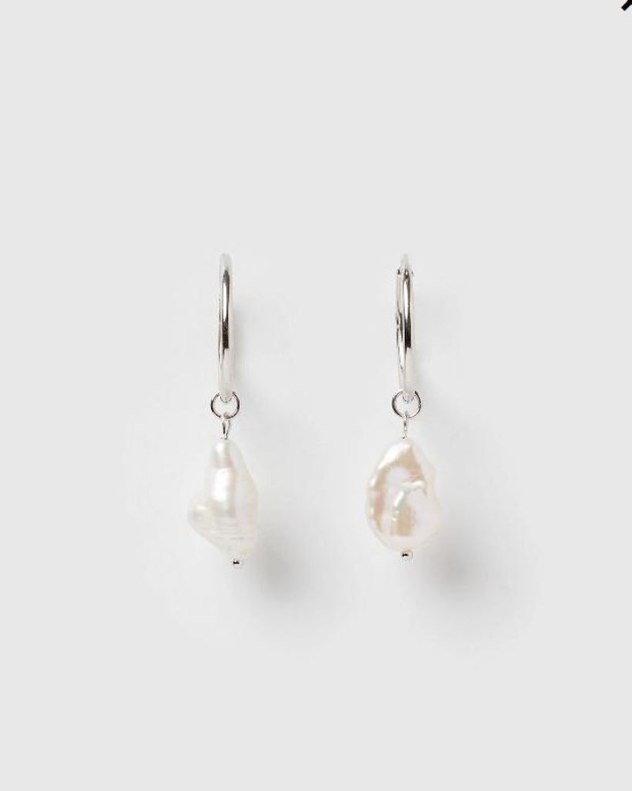 Jewellery Izoa Earrings | Izoa Swan Song Earrings Silver Freshwater Pearl