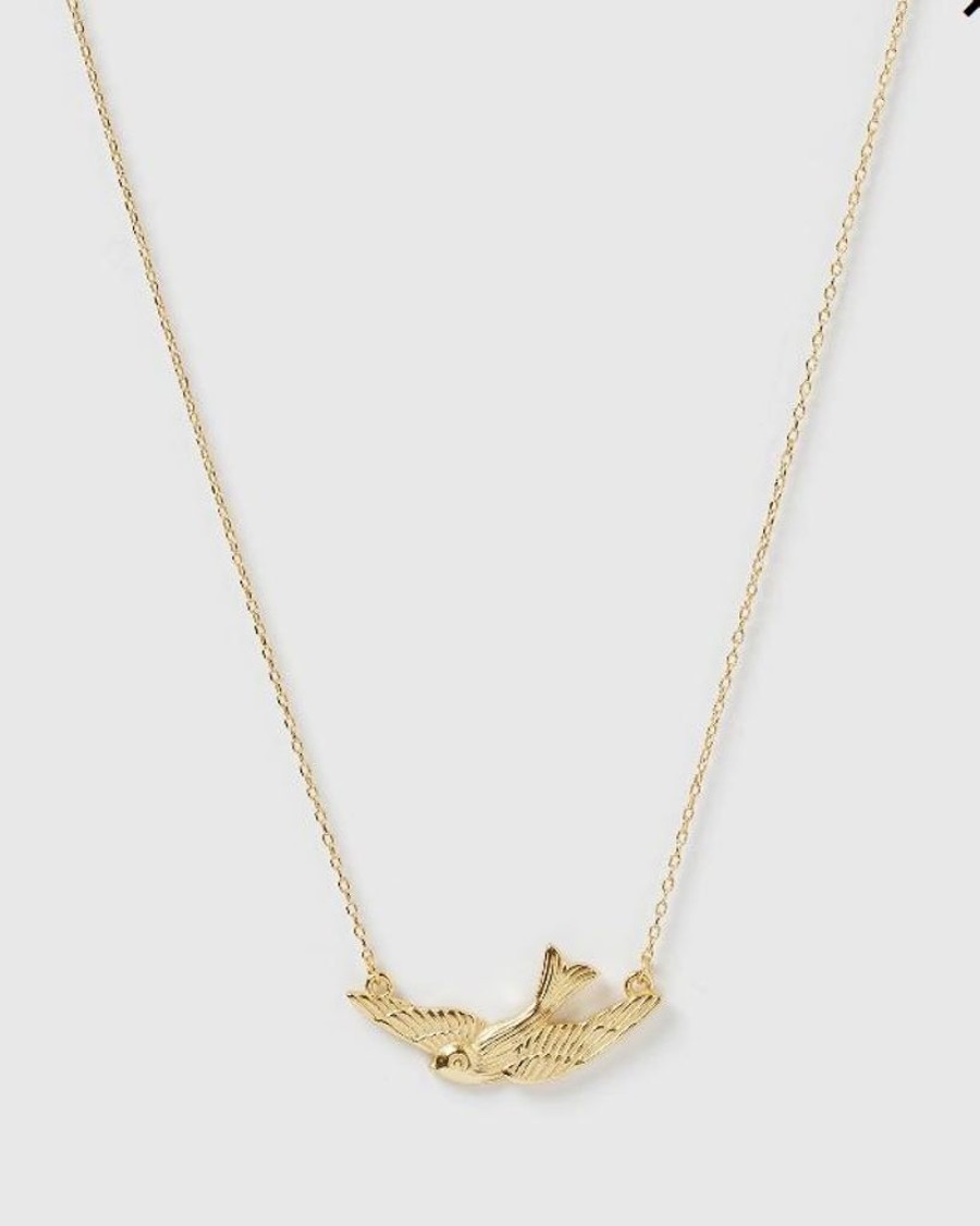 Jewellery Izoa Necklaces | Izoa Beneath My Wings Necklace Gold