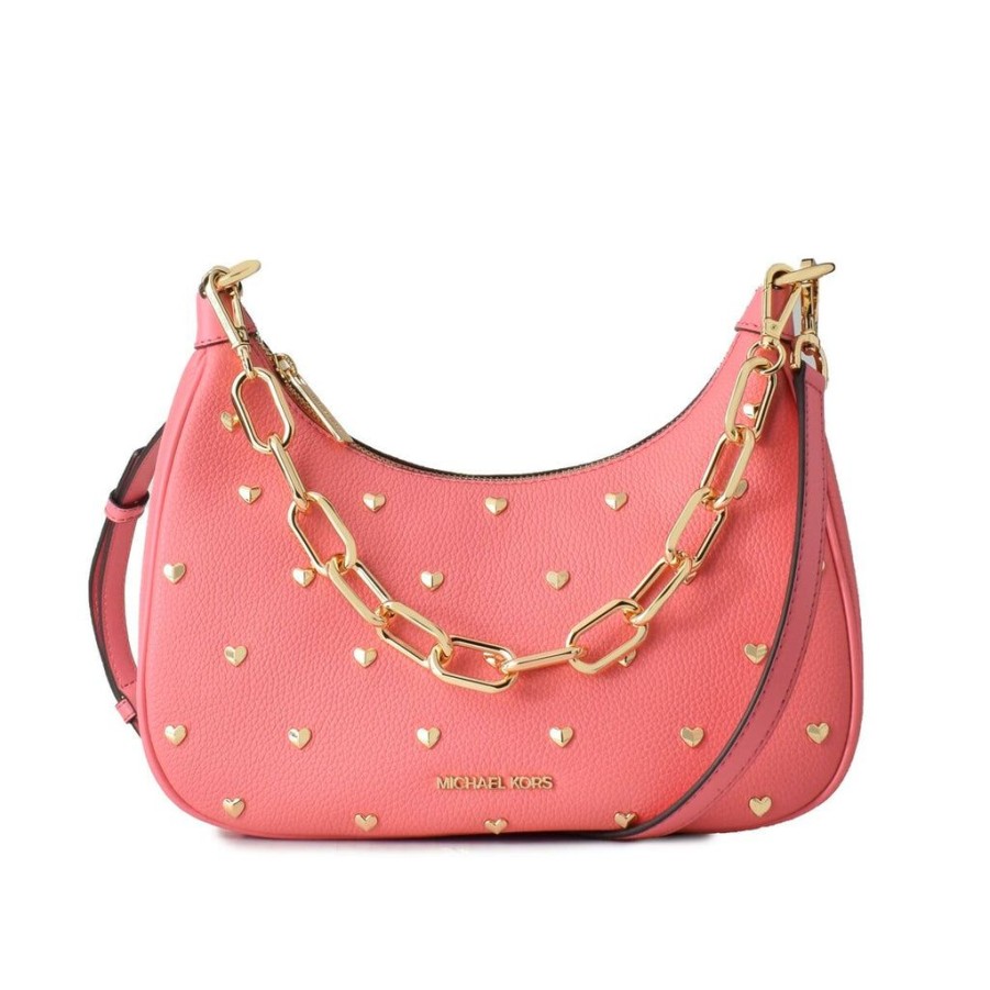 Handbags Michael Kors | Michael Kors Heart Stud Shoulder Bag Crossbody Cora Pink 29 X 16 X 7 Cm