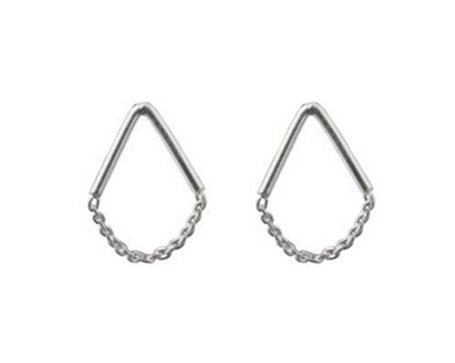 Jewellery Ichu Earrings | Ichu Tiny Triangle Chain Sterling Silver Drop Earrings