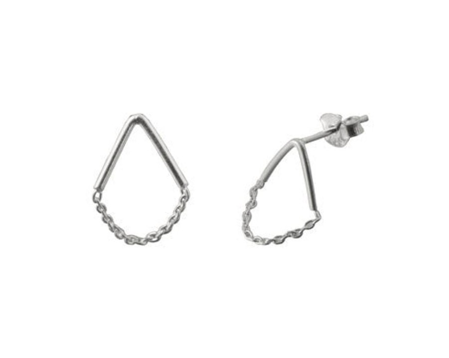 Jewellery Ichu Earrings | Ichu Tiny Triangle Chain Sterling Silver Drop Earrings