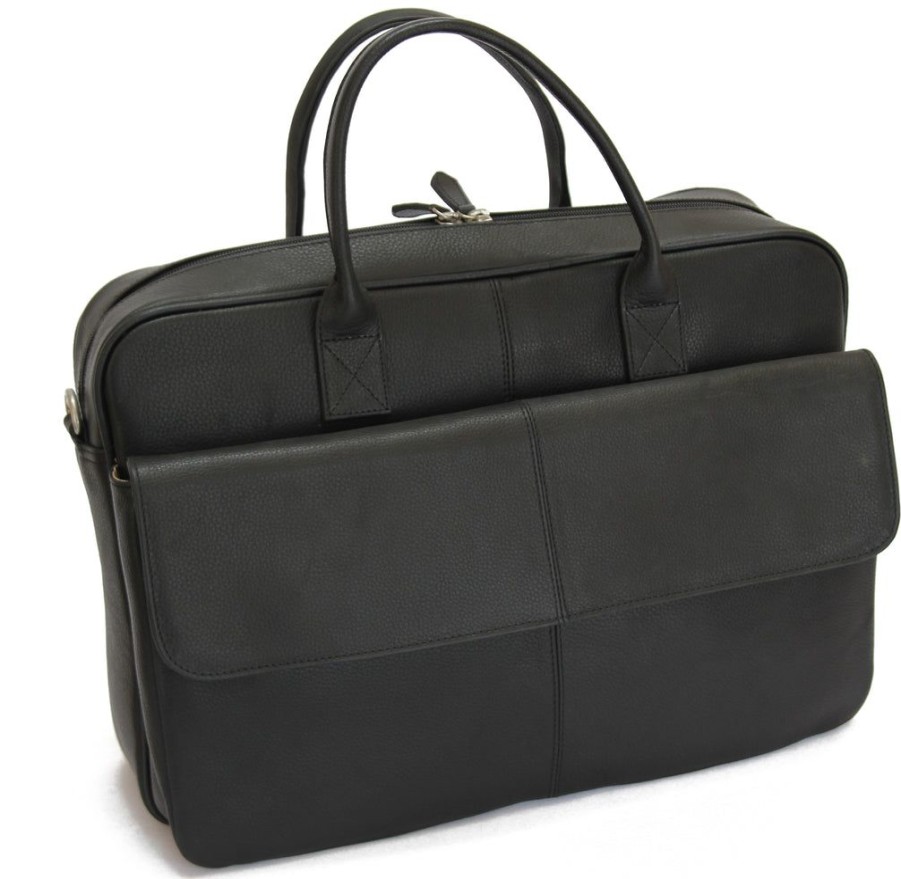 Men MJ room Briefcases | Mj Room Bruno Leather Blackbriefcase Satchel