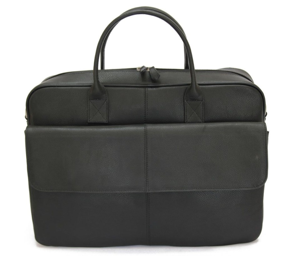 Men MJ room Briefcases | Mj Room Bruno Leather Blackbriefcase Satchel