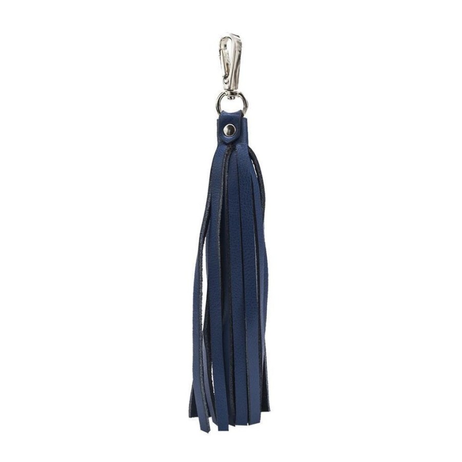 Wallets ClaudiaG Collection Key Cases & Keyrings | Claudiag Fringe Power Leather Bag Charm Keyring Sapphire Silver