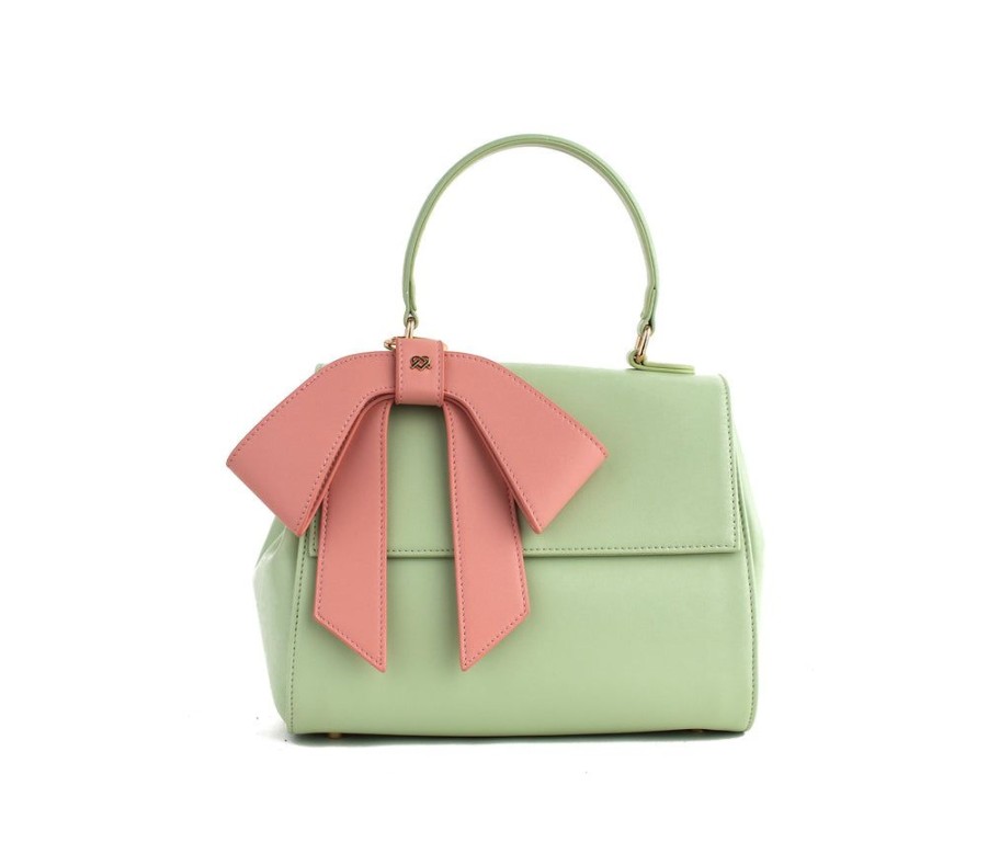 Handbags GUNAS NEW YORK | Gunas New York Cottontail Mint & Light Pink Vegan Leather Satchel Bag