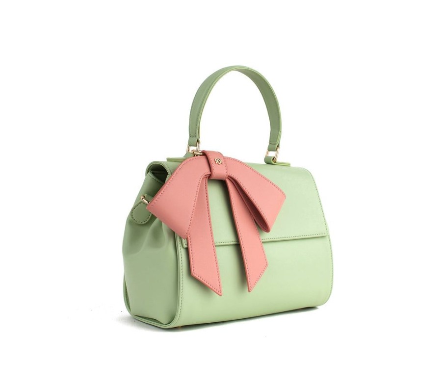 Handbags GUNAS NEW YORK | Gunas New York Cottontail Mint & Light Pink Vegan Leather Satchel Bag