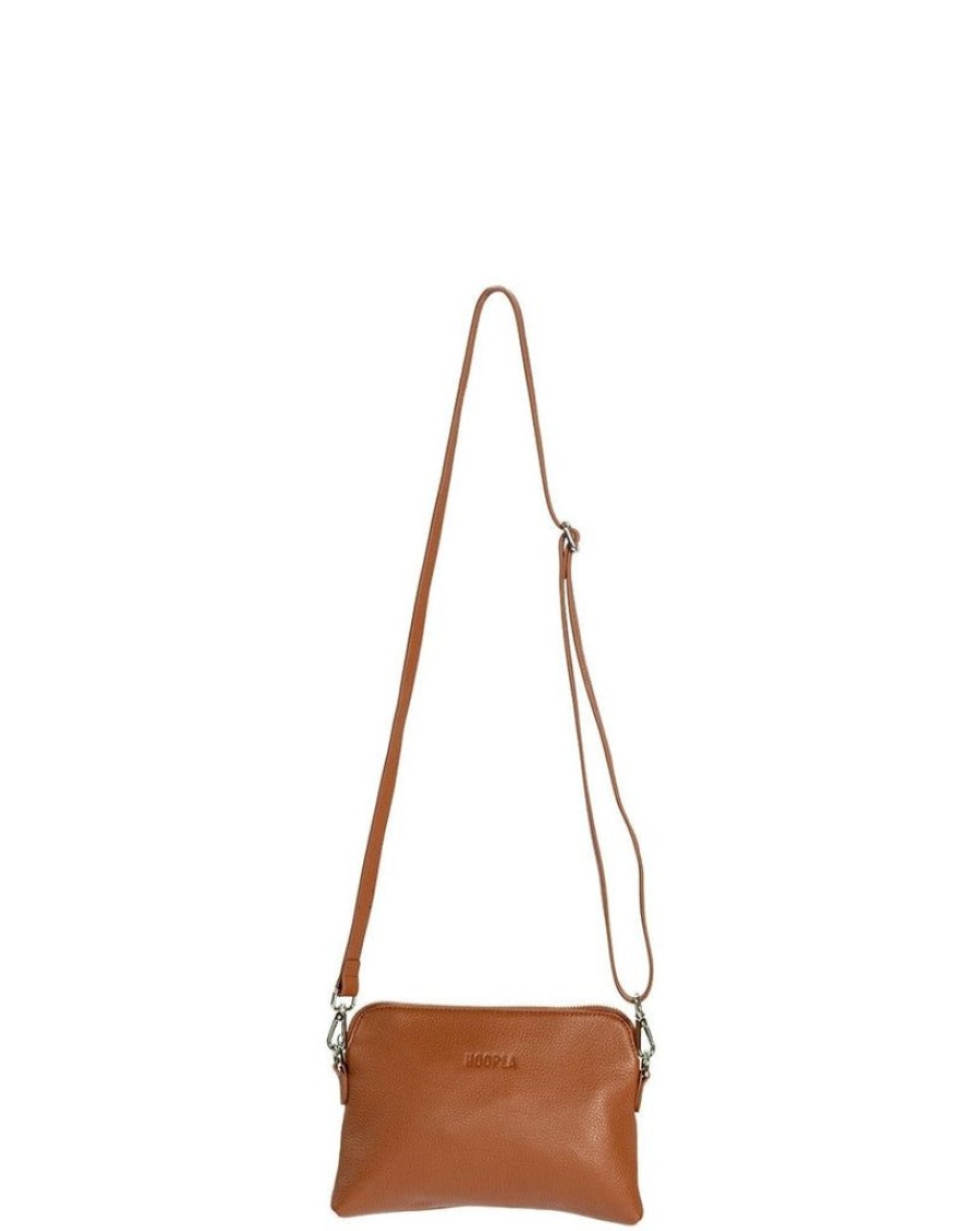 Handbags Hoopla | Hoopla Leather Mini Crossbody Slouch/Clutch Tan