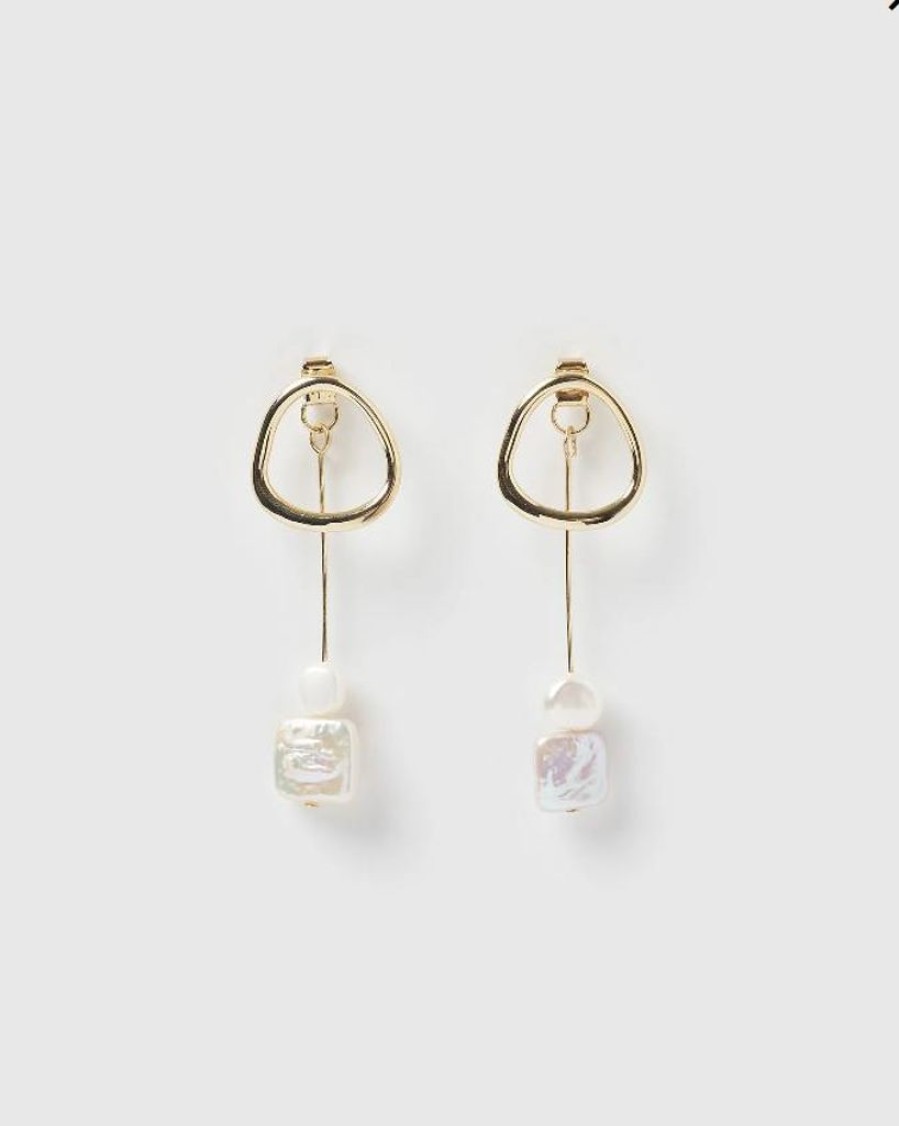 Jewellery Izoa Earrings | Izoa Venus Earrings Gold Freshwater Pearl