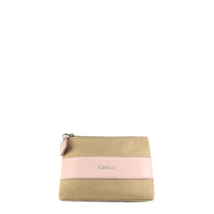 Women ClaudiaG Collection Cosmetic Bags | Claudiag Leather Beauty Pouch Rose Pink