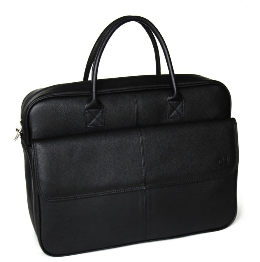 Men MJ room Briefcases | Mj Room Leather Laptop Briefcase Bag Black