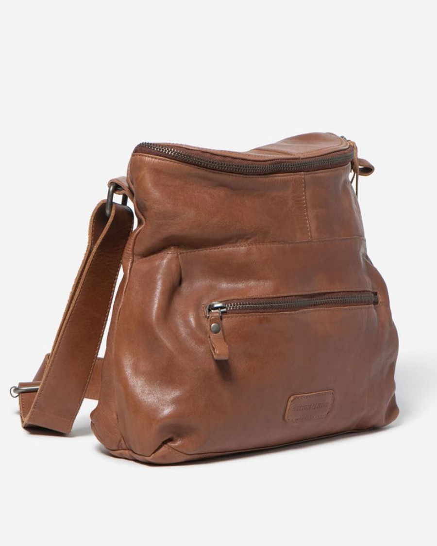 Handbags Stitch & Hide | Stitch & Hide Washed Leather Avalon Crossbody Bag Saddle Brown - Free Wallet Pouch