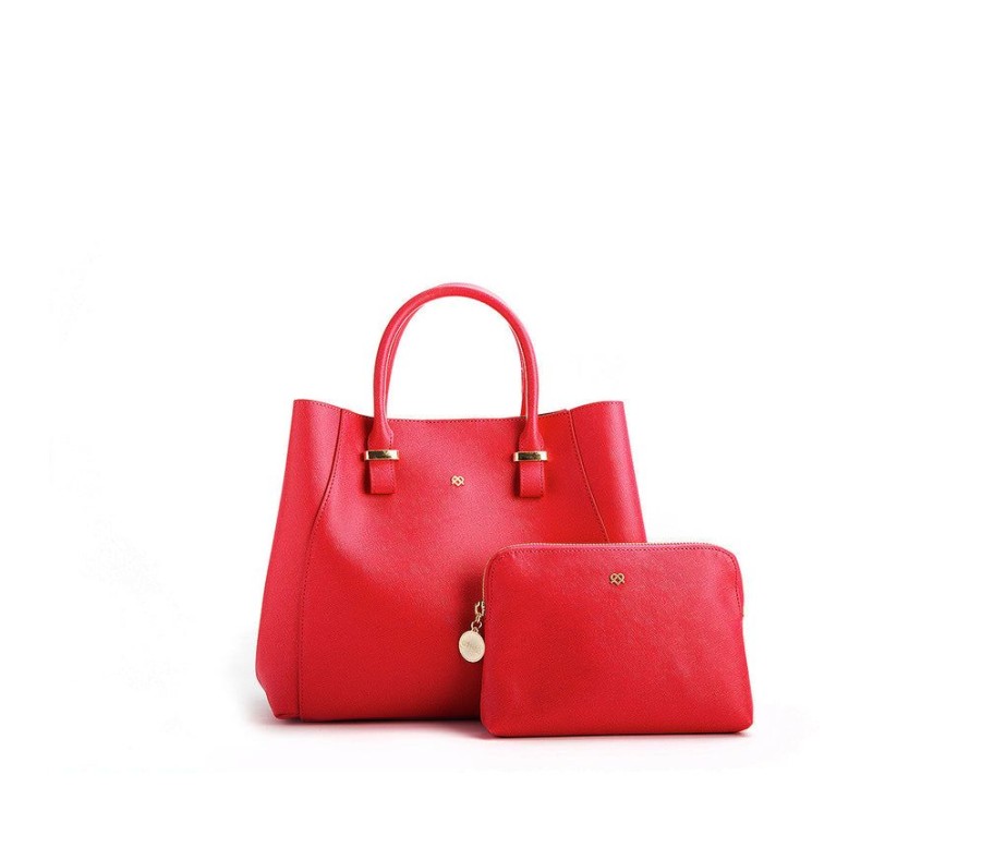 Handbags GUNAS NEW YORK | Gunas New York Jane Red Vegan Leather Satchel