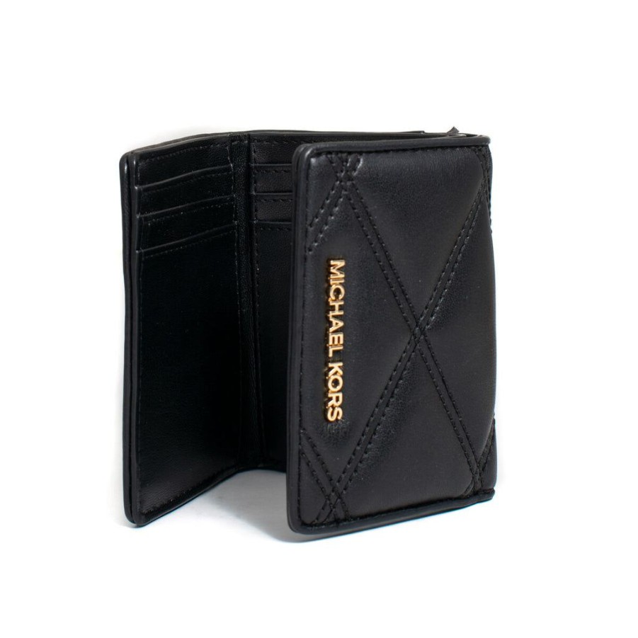 Wallets Michael Kors Snap Closure Wallets | Michael Kors 35T2Gtve2U-Black Leather Purse Wallet