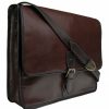 Men Hidesign Briefcases | Hidesign Harrison Buffalo Leather Laptop Messenger Briefcase Brown