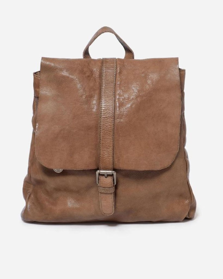 Handbags Stitch & Hide | Stitch & Hide Washed Leather Hamburg Backpack Taupe - Free Wallet Pouch