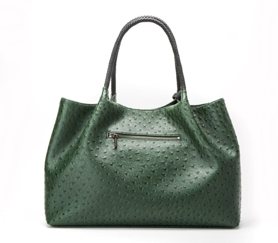 Handbags GUNAS NEW YORK | Gunas New York Naomi Dark Green Vegan Leather Tote Bag