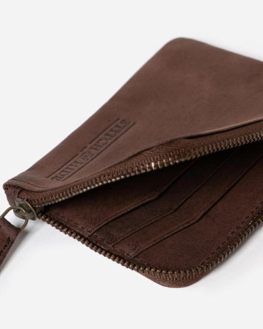 Wallets Stitch & Hide Bifold & Trifold Wallets | Stitch & Hide Leather Hendrix Zip Wallet Brown