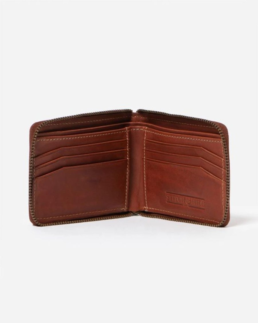 Wallets Stitch & Hide Bifold & Trifold Wallets | Stitch & Hide Leather William Zip Around Wallet Maple