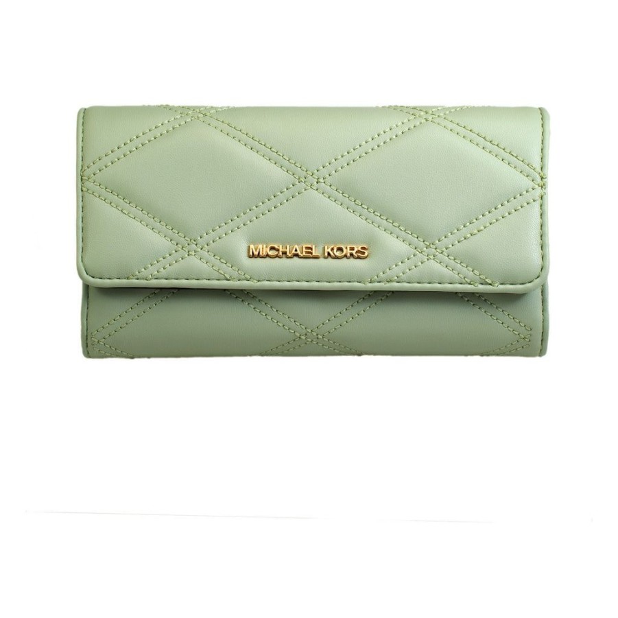 Wallets Michael Kors Snap Closure Wallets | Michael Kors 35S2Gtvf3U-Atom-Green Leather Green Wallet