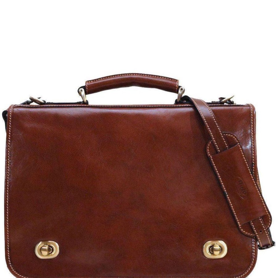 Men Floto Satchels & Messengers | Floto Leather Roma Messenger Bag