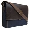 Men Hidesign Laptop Bags | Hidesign Aiden Canvas Leather Laptop Messenger Brown