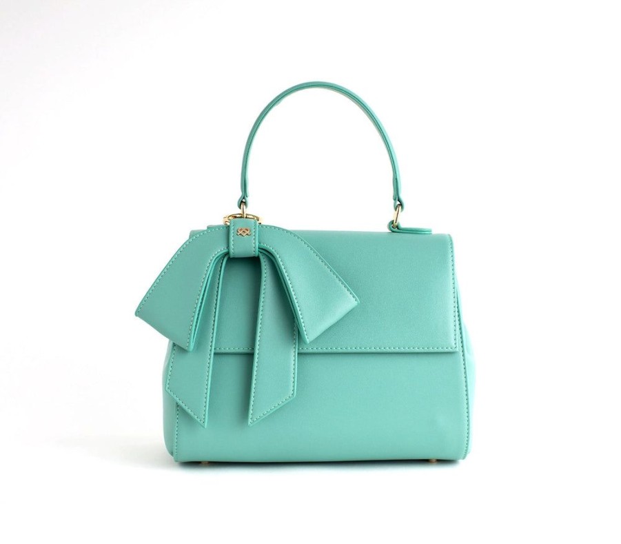 Handbags GUNAS NEW YORK | Gunas New York Cottontail Cyan Vegan Leather Satchel Bag