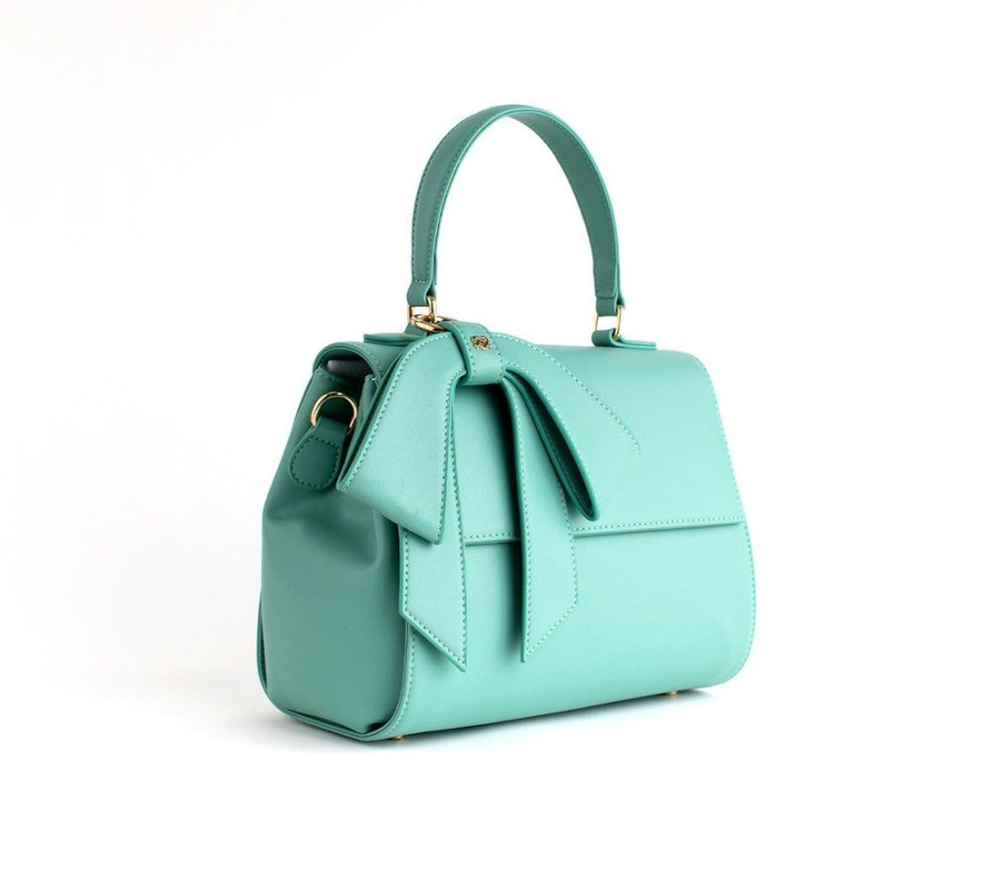 Handbags GUNAS NEW YORK | Gunas New York Cottontail Cyan Vegan Leather Satchel Bag