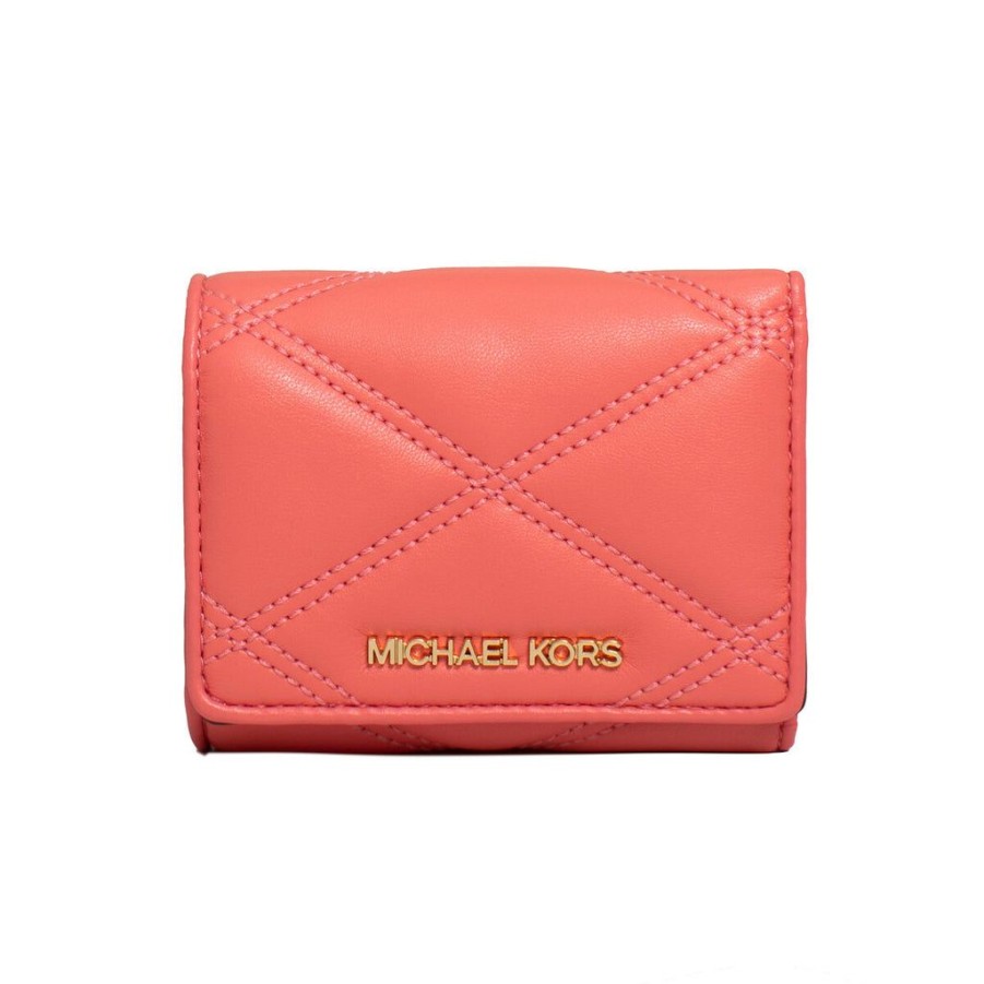 Wallets Michael Kors Snap Closure Wallets | Michael Kors 35T2Gtve2U-Grapefruit Pink Leather Purse