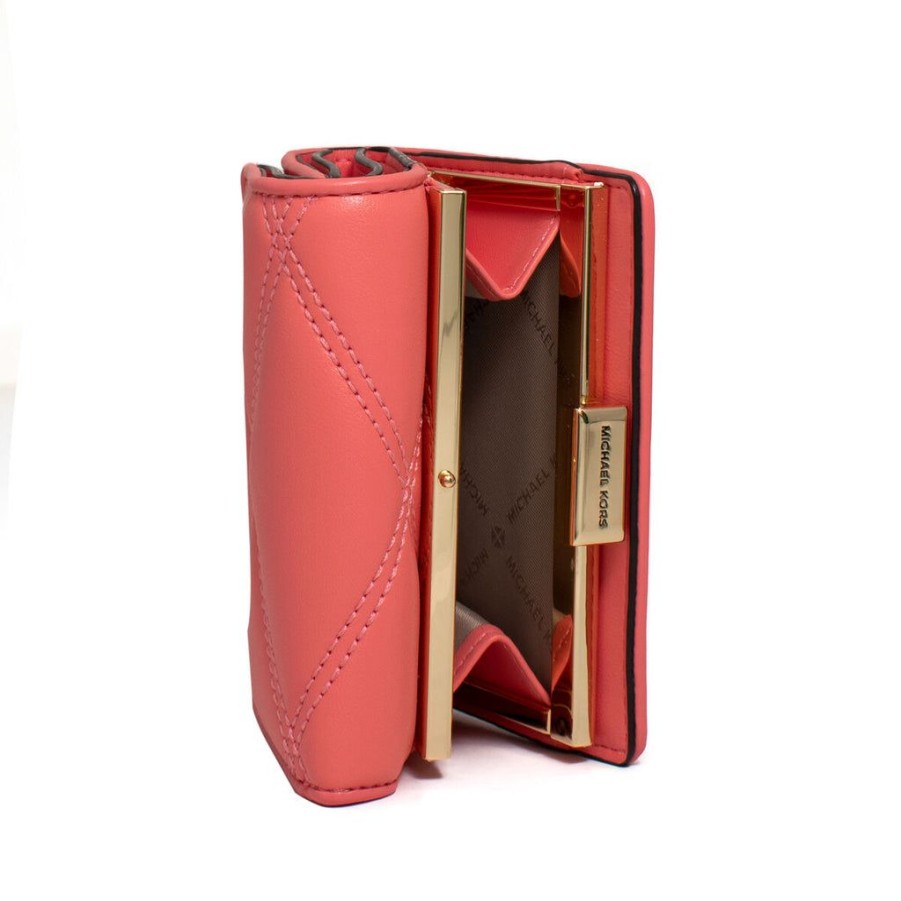 Wallets Michael Kors Snap Closure Wallets | Michael Kors 35T2Gtve2U-Grapefruit Pink Leather Purse