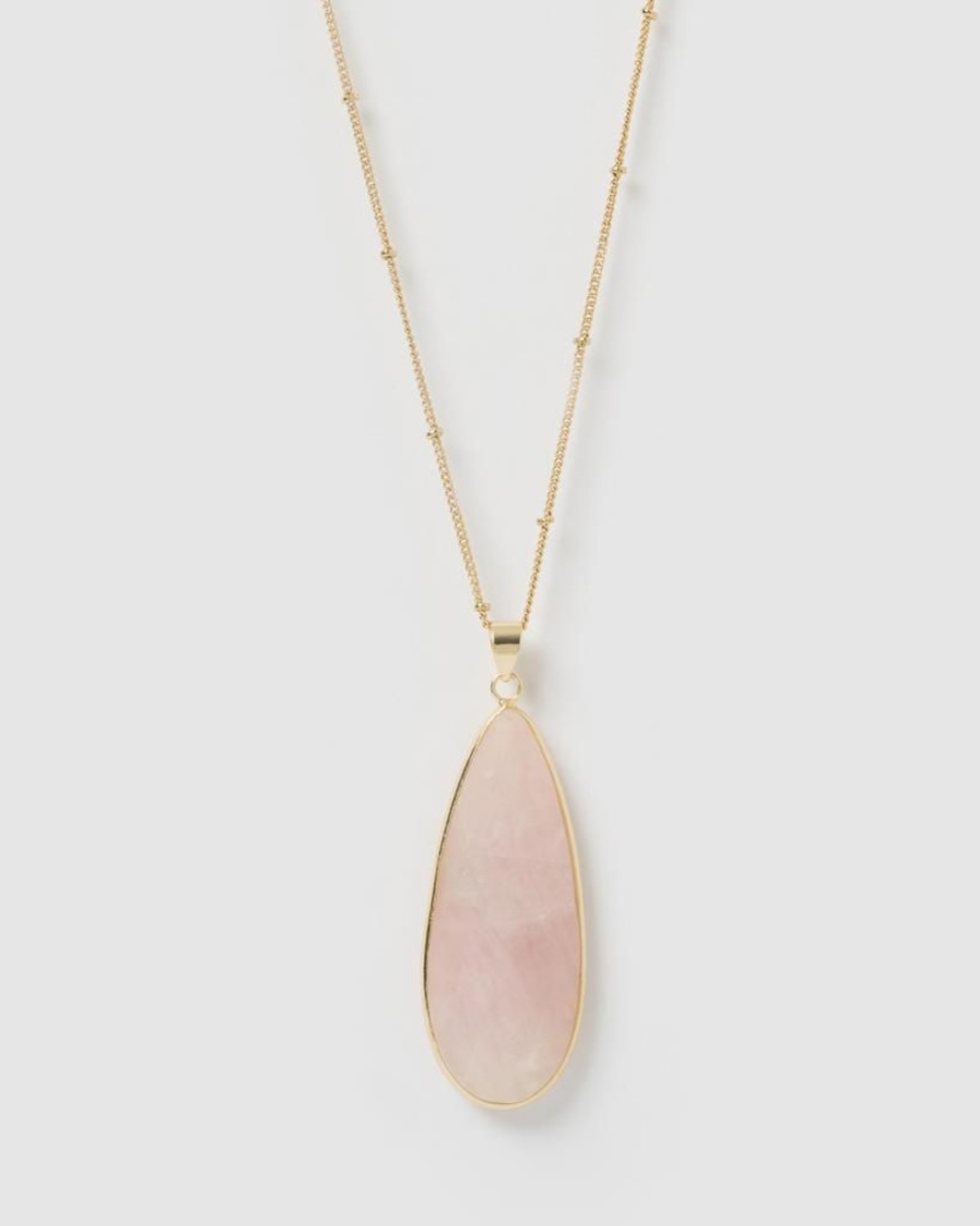 Jewellery Miz Casa & Co Necklaces | Miz Casa & Co Sea Petal Necklace Gold Rose Quartz