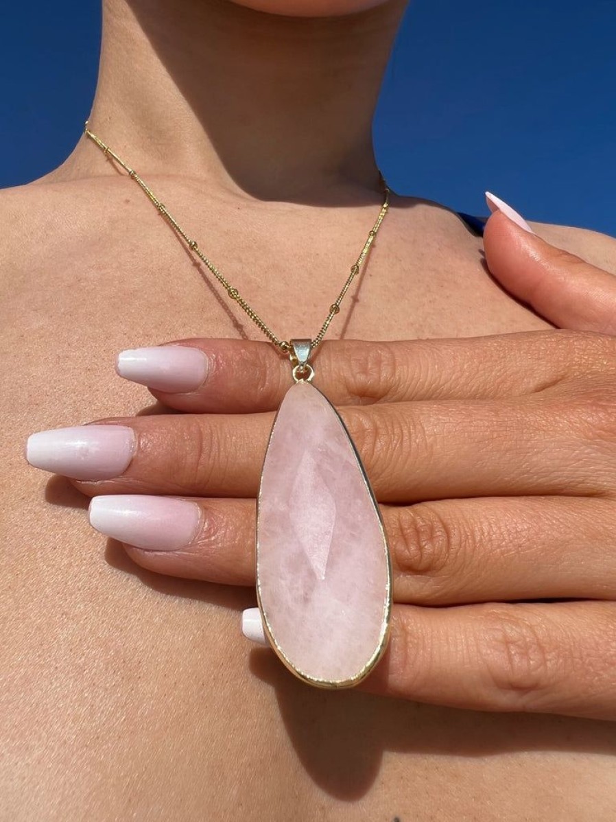 Jewellery Miz Casa & Co Necklaces | Miz Casa & Co Sea Petal Necklace Gold Rose Quartz