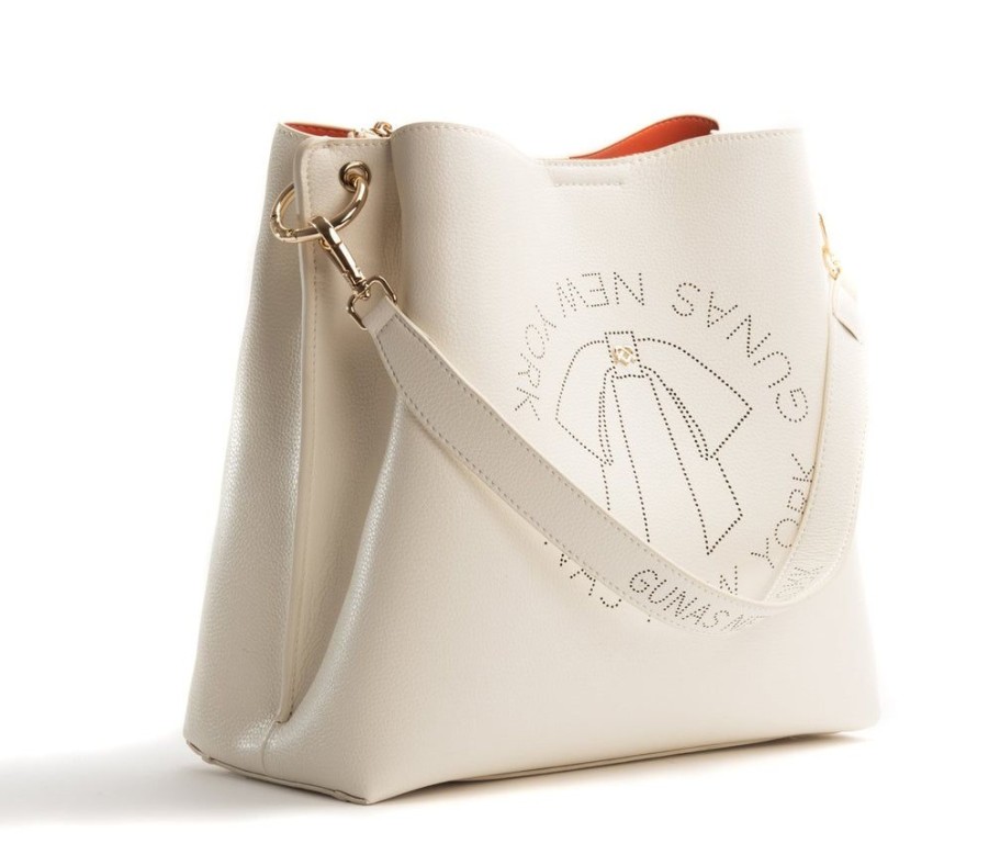 Handbags GUNAS NEW YORK | Gunas New York Tabitha Cream Bucket Shoulder Bag