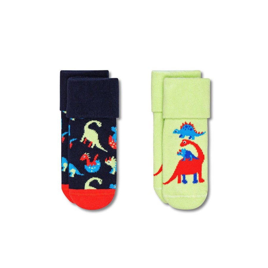 Kids Happy Socks Shoes & Socks | Happy Socks Kids Terry Socks Dinos (6500) 2-Packsize: 0-6M