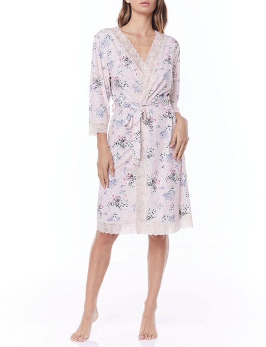 Women GingerLilly Sleepwear | Gingerlily Livia Slinky Robe Pink