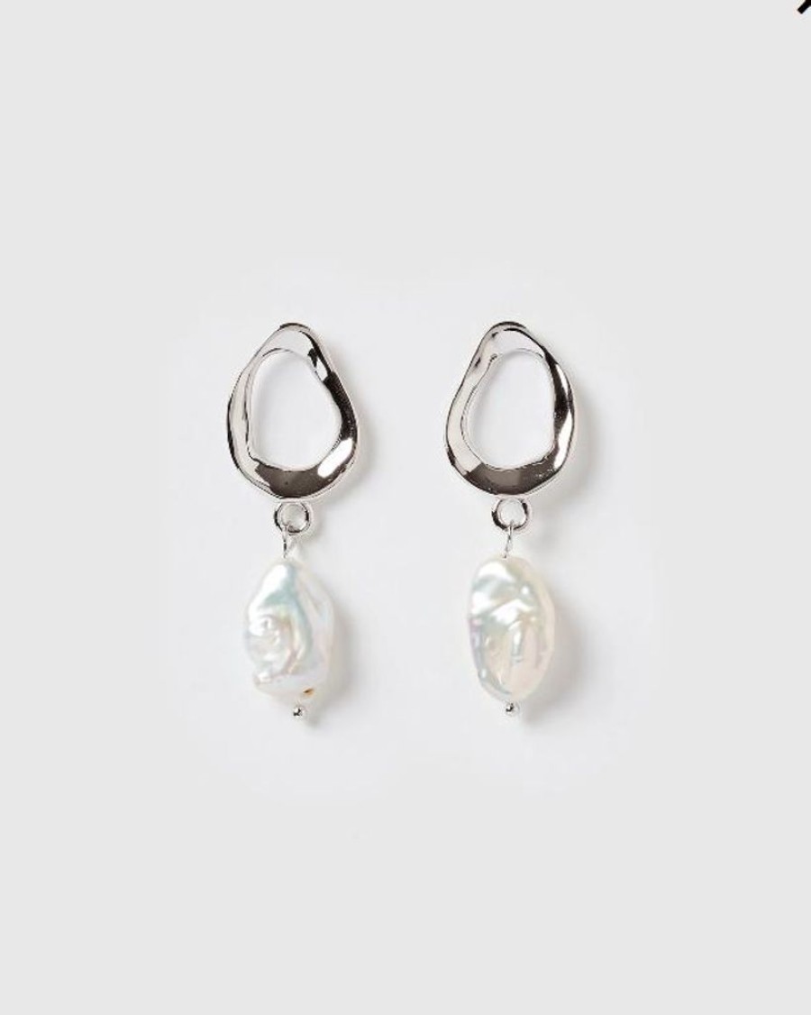 Jewellery Izoa Earrings | Izoa Forbidden Earrings Silver Freshwater Pearl