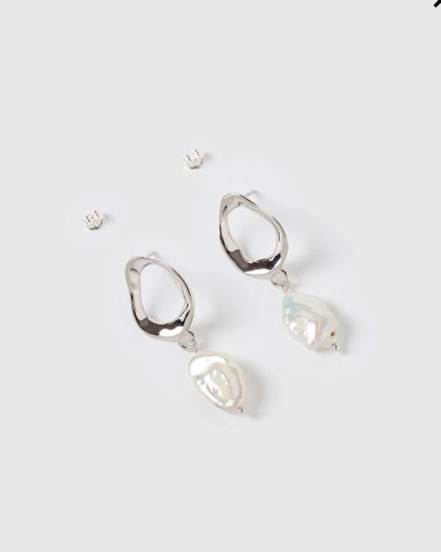 Jewellery Izoa Earrings | Izoa Forbidden Earrings Silver Freshwater Pearl