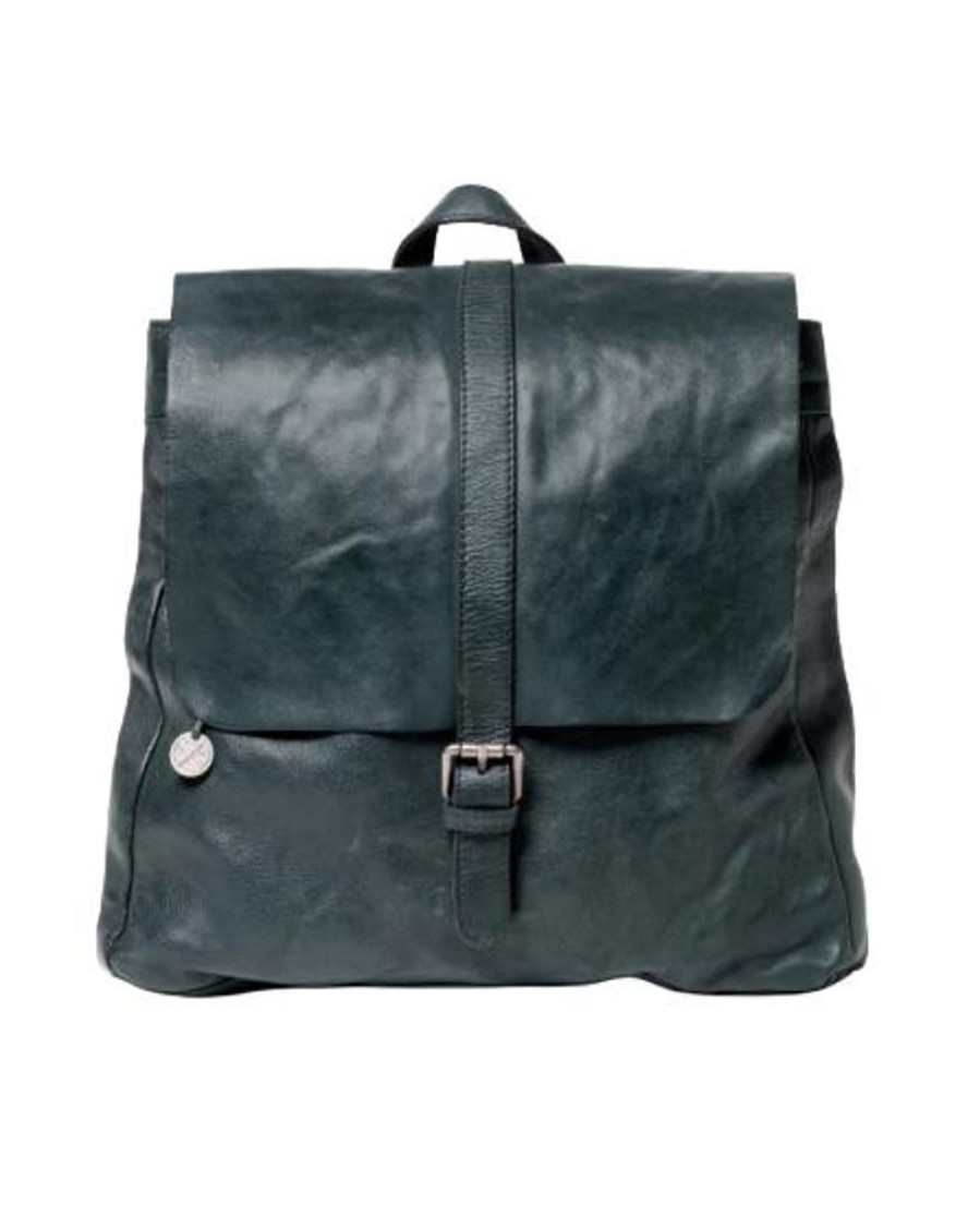 Handbags Stitch & Hide | Stitch & Hide Washed Leather Hamburg Backpack Petrol Green - Free Wallet Pouch