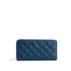 Wallets GUNAS NEW YORK Zip Around Wallets | Gunas New York Uptown Quilted Navy Zipper Wallet