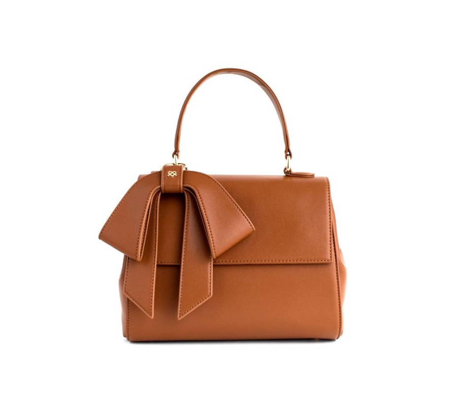 Handbags GUNAS NEW YORK | Gunas New York Cottontail Brown Vegan Leather Satchel Bag